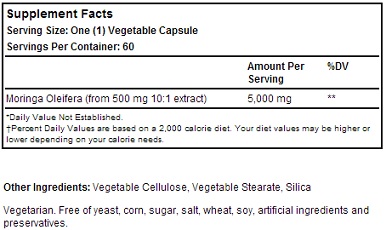 Bio Nutrition Liquid Moringa Ingredient label